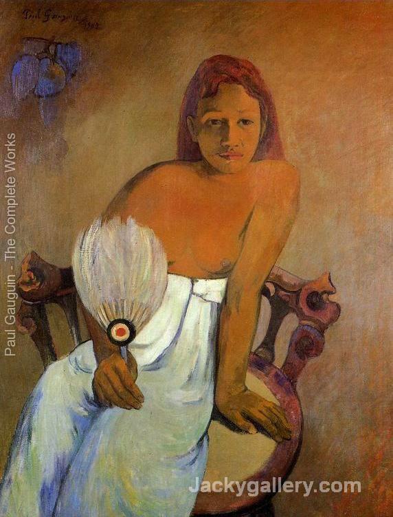 Girl With A Fan by Paul Gauguin paintings reproduction
